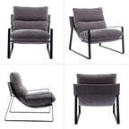 HEAH-YO Modern Accent Chair Set of 1, Linen Fabric Living Room Chair with Removable Cushion and Solid Metal Frame, Comfy Reading Chair for Bedroom, Grey