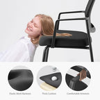 DUMOS Black Stackable Arm Chairs with Mesh Back and Upholstered Fabric, Sturdy Metal Frame, Easy to Store and Use, Perfect for Indoor and Outdoor Spaces, 1 Chair