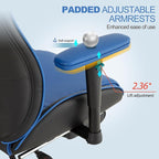 Ergonomic Home Office Chair with Footrest,Modern Faux Leather Reclining Chair,High Back Video Game Executive Computer Chairs with Adjustable Armrest & Lumbar Support,360°Swivel (Blue)
