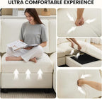 4-Seater Modular Sectional Cloud Sofa with Ottoman, Convertible L-Shaped Couch for Living Room, Modern Deep Seat Modular Sofa, Chenille Beige