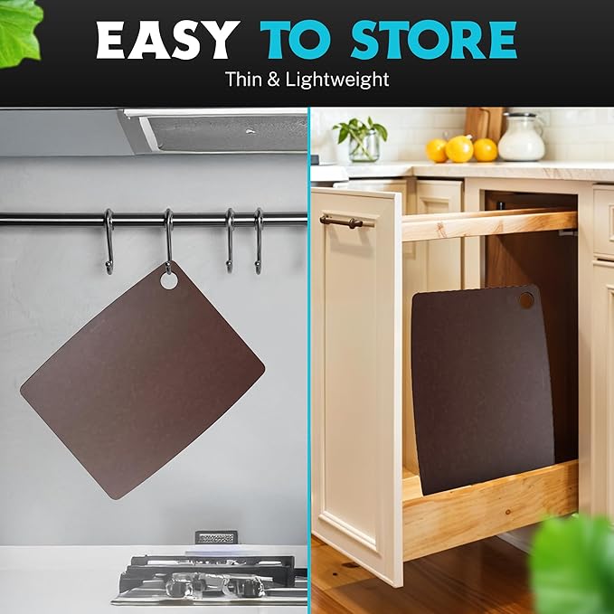 Dishwasher Safe Cutting Boards for Kitchen - Large Composite Wood Cutting Boards - Thin, BPA Free & Eco-Friendly Chopping Board (14.5 x 11.25 Inch, Nutmeg)
