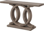Tribesigns 55-Inch Console Table with Geometric Wood Base, Modern Entryway Table with Thick Tabletop for Living Room, Hallway, Foyer, Brown