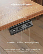 FEZIBO One-Piece Standing Desk Adjustable Height Stand up Home Office Desk, 55x24 Inch Electric Standing Computer Desk, with 4 Memory Presets, Headphone Hook, Light Rustic