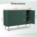 HLR Sideboard Buffet Cabinet, 48" Modern Accent Cabinet with 4 Door and Removable Shelves, Credenza with Storage for Living Room, Dinning Room, Entryway, Green