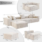 WJShome Cloud Couch Modular Sectional Sofa,141.73inch L Shaped Couch,Oversized Corduroy Couches with Ottoman and Pillows, Beige 4 Seaters Cushion Covers Removable& Washable