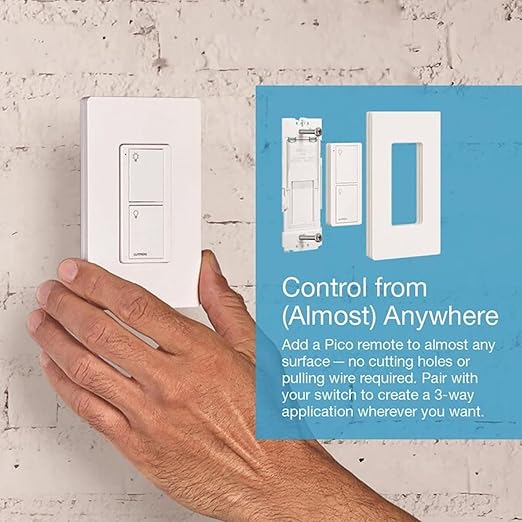 Lutron Caseta Original Smart Light Switch (Lutron Smart Hub Required), for Home, LED Lights, and Fans, 6 Amp, Single-Pole/3-Way, Neutral Required, PD-6ANS-LA, Almond, 3 Pack