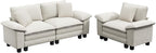 PHI VILLA Cloud Modular Couches Sets, 2 Pieces Sectional Sofa Set with Loveseat, 3-Seater Comfy Couch for Living Room Apartment, Chenille Fabric, Beige