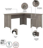 Bush Furniture Salinas L Shaped Desk with Hutch, File Cabinet and 5 Shelf Bookcase | 3 Piece Home Office Furniture Set in Driftwood Gray | L Shaped Corner Table with Storage