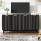 Fluted Cabinet with Storage, 2 Doors Sideboard Buffet, Mid Century Modern Accent Cabinet with Adjustable Shelves, Multifunctional Console Table with Storage for Living Room, Kitchen, Entryway