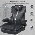 Office Desk Chair, Executive Leather Office Chair, High Back Ergonomic Home Desk Chair with Padded Flip-up Arms, Big and Tall Computer Chair with Rocking Function, 360°Swivel Free, Black