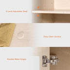 WAMPAT Farmhouse Entertainment Center with Bookshelves, 4-Piece Modular TV Stand with Storage Towers, Glass Doors, Open Shelves, Media Console for Living Room, Home Theater, Beige