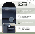 UIXE Faux Leather Swivel Accent Chair Set of 2, Upholstered Arm Chair for Living Room, Modern Club Armchair Comfy Single Sofa Bedroom Reading Seat with Lumbar Pillow - Navy Blue