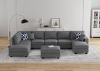 Legend Vansen Modular Sectional Sofa U Shaped Couch with Ottoman Modern Reversible Corner Sectional Couch for Living Room (Dark Grey, U Shaped Sofa-4)