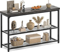 47" Console Table with Storage, 3-Tier Narrow Entryway Table, Sofa Table with Mesh Shelves, Console Tables for Living Room, Bedroom, Hallway, Entryway, Foyer, Oak Grey