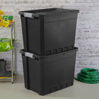Sterilite 4-Pack Plastic Storage Bins with Lids, Stackable Containers, 27 Gallon, Black