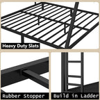 Bellemave Queen Over King Bunk Bed for Adults, Queen Over King Bunk Beds Frame with 2 Side Ladder and Full Length Guardrail, Easy Assemble Bunkbeds, Noise Reduced, Mattress Not Included, Black