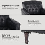 Faux Leather Accent Chair, PU Leather Modern Comfy Upholstered Armchair with Wood Legs & Nailhead Trim for Living Room, Bedroom