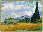 Wieco Art Framed Canvas Art Wheat Field with Cypresses by Van Gogh Classical Paintings Reproduction Modern Canvas Print Wall Art Landscape Pictures Artwork for Home Office Decor