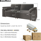 EASE MOOSE Comfty 2 Seat Couch,FSC Certified Modern Deep Seat Sectional Modular for Living Room