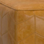 SIMPLIHOME Morden Contemporary Square Pouf in Brown Genuine Leather for The Living Room, Bedroom and Kids Room