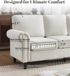 Kingfun 3 Seater Couch, Mid Century Modern Sofa Set with Rolled Arms and Deep Seats, Fluffy Comfort for Living Room, Apartment, Easy Assembly, Beige
