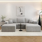 107.5" Cloud Sectional Couch with 1 Ottoman,Modern Modular Sofa with Deep Seat, Comfort U Shaped Sofa Couches for Living Room Bedroom Apartments,No Assembly Required, (Grey,Right Facing Chaise)