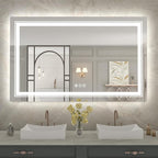 WTTY 48x30 LED Bathroom Mirror with Lights, Front and Backlit Lighted Bathroom Vanity Mirrors for Wall, Dimmable Wall Mirrors for Bathroom, Anti-Fog, Memory, Shatter-Proof, Double LED Vanity Mirror