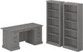 Bush Furniture Saratoga Executive Desk and Bookcase Set in Modern Gray