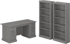 Bush Furniture Saratoga Executive Desk and Bookcase Set in Modern Gray