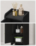 Bathroom Storage Cabinet, Corner Floor Cabinet with 2 Doors and Adjustable Shelf, Narrow Toilet Paper Cabinets, Bathroom Organizer for Small Spaces, 7.9" D x 9.8" W x 29.5" H Black