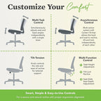 HON Crio High Back Office Chair, Ergonomic Office Chair with Adjustable Arms and Back Support, 360° Swivel, Asynchro-Tilt Recline, Black