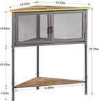 VECELO 3 Tier Corner Shelf,Corner Table with Mesh Door and Open-Shelf,Corner Cabinet Stand,Metal Frame Organizer Display Storage Shelves for Bedroom,Living Room,Kitchen,Bathroom