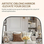 ANDY STAR 32x48 Chrome Bathroom Mirror, Oblong Silver Mirror with Stainless Steel Metal Frame, Oval Vanity Mirror for Over Sink, Modern Anti Rust Wall Mounted