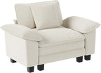 53.5" Modular Sectional Single Sofa, Soft Plush Corduroy Armchair with Comfortable Deep Seat & Removable Arms for Living Room，Beige