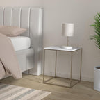 SIMPLIHOME Kline Modern 18 inch Wide Metal Accent Side Table in White, Gold for the Living Room and Bedroom