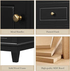 36 Inch Bathroom Vanity with Sink Set, Undermount Vanity Sink Cabinet with 3 Drawers and Door Storage, Soft Closing Door, Wood Frame, Black
