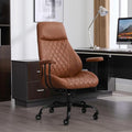 Home Office Desk Chair, Ergonomic High Back Leather Computer Chair with Lumbar Support, Adjustable Height & Recline, Swivel Executive Office Chair with Armrests and Rubber Casters, Brown