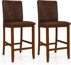COSTWAY Counter Barstools Set of 2, 26 Inch Counter Height Stools with Upholstered Seat & Backrest, Armless High-Top Chairs with Rubberwood Legs for Kitchen Island, Dining Room, Pub
