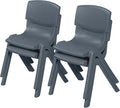 Stackable School Chairs, 12", Kids Furniture, Grey, 4-Pack