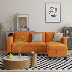 Sectional Sofa Couches for Living Room - 78''Convertible Modular Three-Seater L-Shaped Pet-Friendly Couch,Washable Sofa Cover-Bench Storage, Suitable for Small Living Room, Apartment,Office-Orange