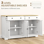 HOMCOM Sideboard Buffet Cabinet with Storage, 55" Modern Kitchen Cabinet with 4 Doors, 2 Drawers and 2 Adjustable Shelves, Coffee Bar, White