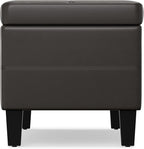 SIMPLIHOME Afton 48 inch Wide Contemporary Rectangle Storage Ottoman Bench in Tanners Brown Vegan Faux Leather, Assembled, For the Living Room and Bedroom
