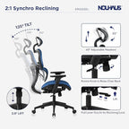 Nouhaus Ergo3dL Home Office Desk Chairs Ergonomic Office Chair High-Back Mesh Rolling Work Chairs with Wheels and Adjustable Headrests Comfortable Lumbar Support Adjustable Armrests,Navy Blue