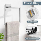Brushed 5-Piece Bathroom Hardware Accessories Set-Towel Bar & Holder Racks for Bathroom,SUS304 Stainless Steel,Wall Mounted,23.6-Inch