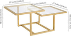 Henn&Hart 43" Wide Square Coffee Table in Brass, Modern coffee tables for living room, studio apartment essentials