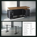 71" Standing Desk with 2 File Cabinet, AC/USB, 1.18" Desktop, L Shaped Height Adjustable Desk, Electric Furniture Set with Multiple Functions for Home and Office, Black Walnut