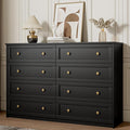 8 Drawer Double Dresser for Bedroom, 55.1" Wide Black Dressers & Chests of Drawers with Large Capacity Storage,White Dresser for Bedroom, Hallway