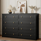 8 Drawer Double Dresser for Bedroom, 55.1" Wide Black Dressers & Chests of Drawers with Large Capacity Storage,White Dresser for Bedroom, Hallway