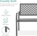 Best Choice Products Outdoor Bench 2-Person Metal Steel Benches Furniture for Garden, Patio, Porch, Entryway w/Geometric Backrest, 790lb Capacity – Gray