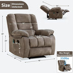 ANJHOME Massage Recliner Chairs with Heat and Vibration,Overstuffed Manual Rocking Reclining Chair for Living Room Bedroom (Brown)